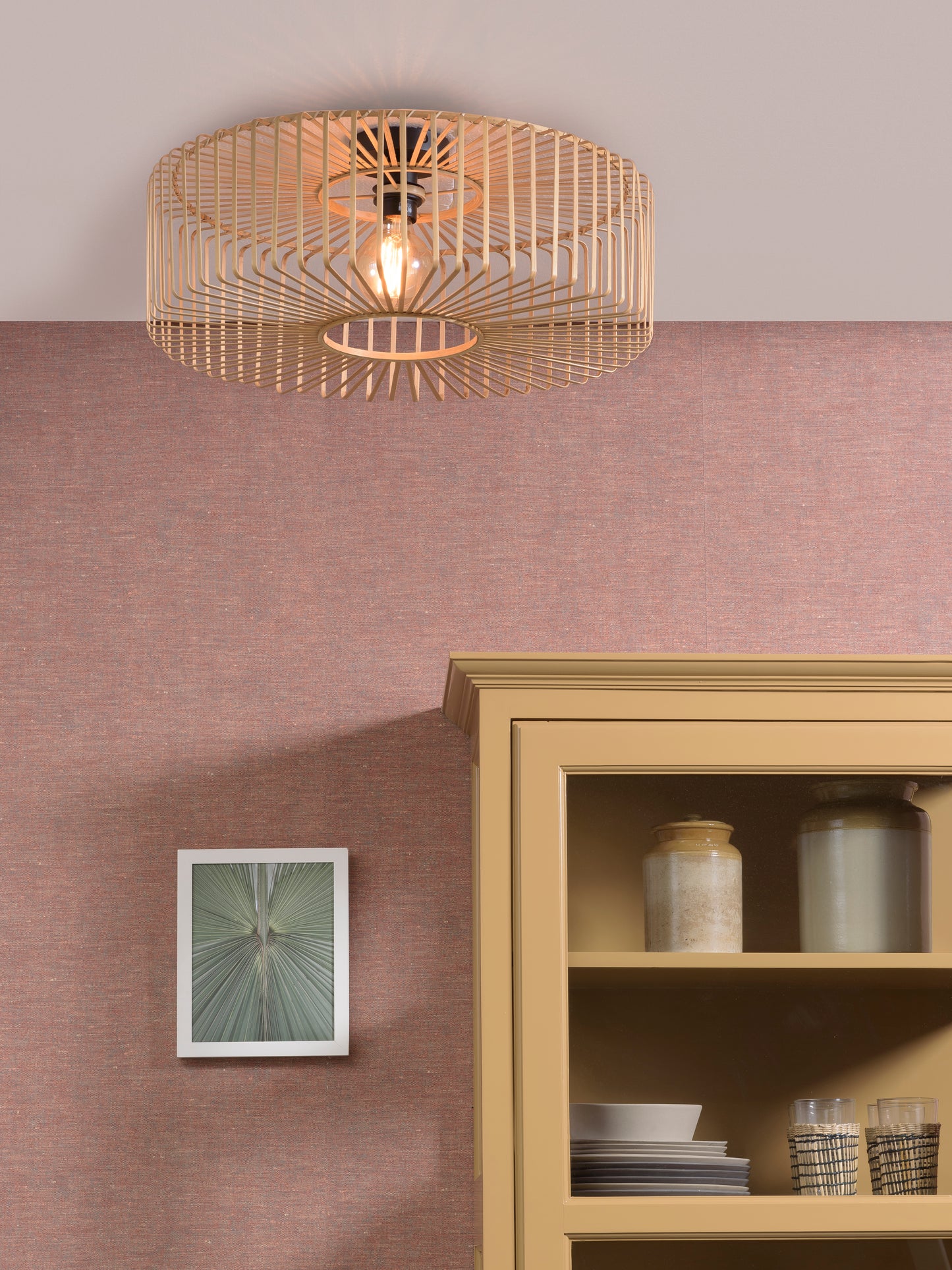 Good&Mojo Ceiling lamp Bromo bamboo round dia.60x18cm natural, L