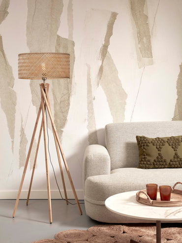 Good&Mojo Vloerlamp Java 5-poot bamboe nat. h.146cm/kap dia.50xh.22cm. nat.