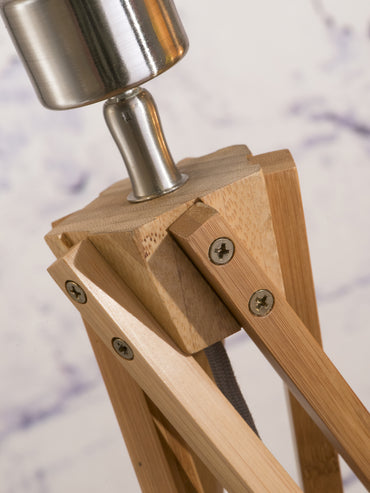 Good&Mojo Tischleuchte Bambus 5-Bein Kilimanjaro H.59cm/Schirm 32x20cm, Öko-Leinen-Leuchte