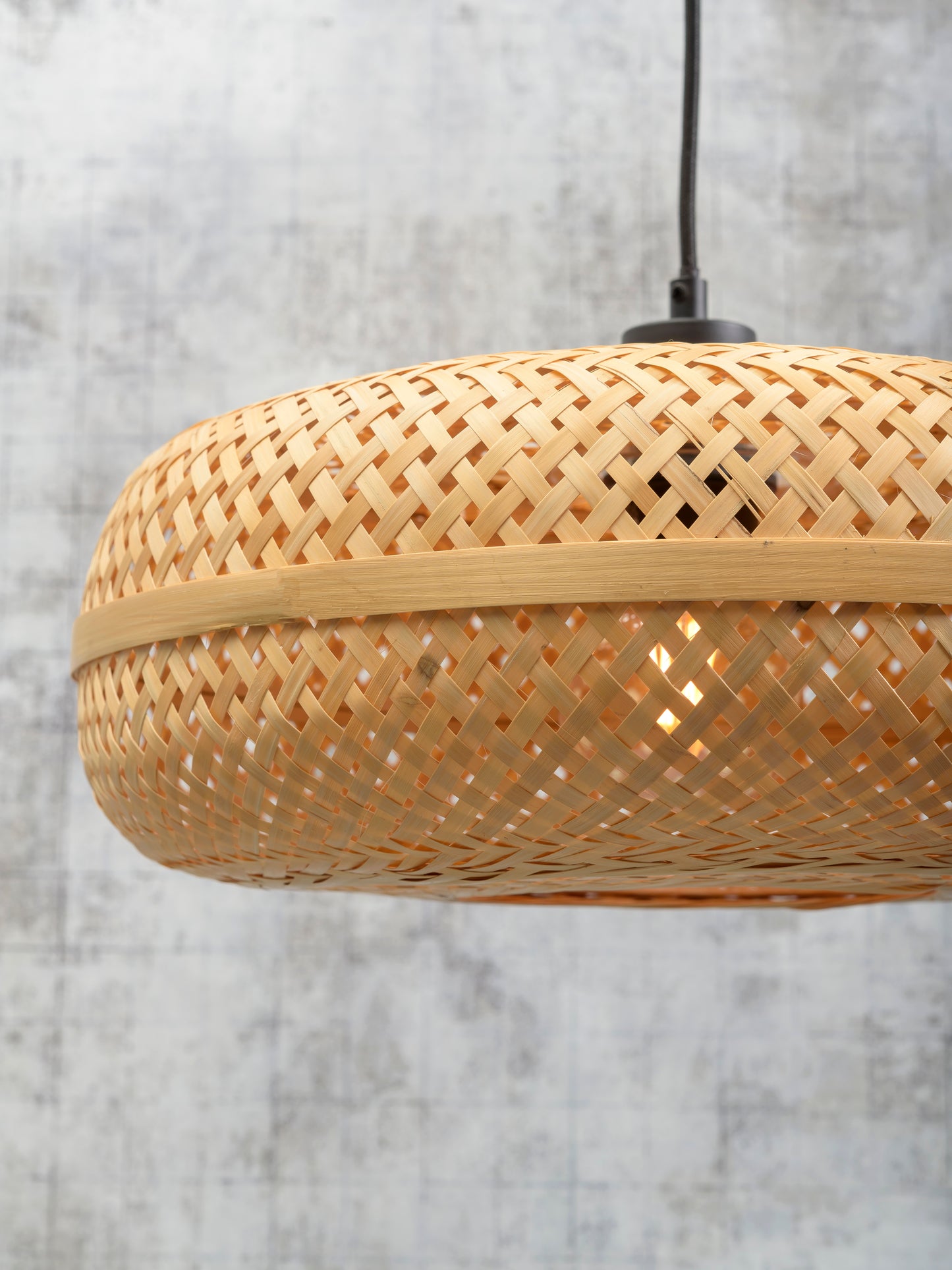 Good&Mojo Stehleuchte Palawan Bambus schwarz H.176cm/Schirm 40x15cm natur