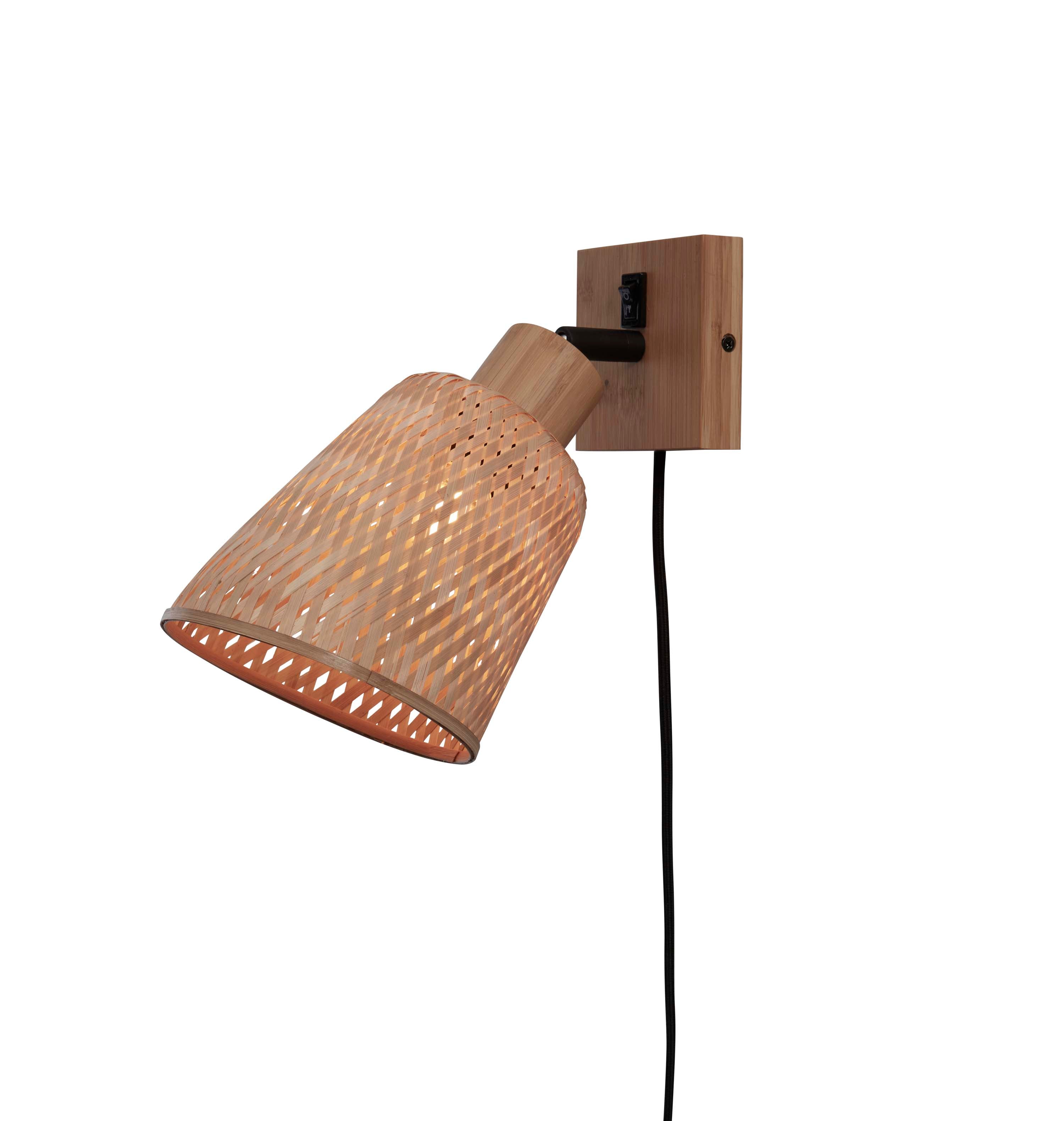 Wandleuchte Java Bambus Natur Durchmesser 10x10cm/Schirm 15x17cm. nass.