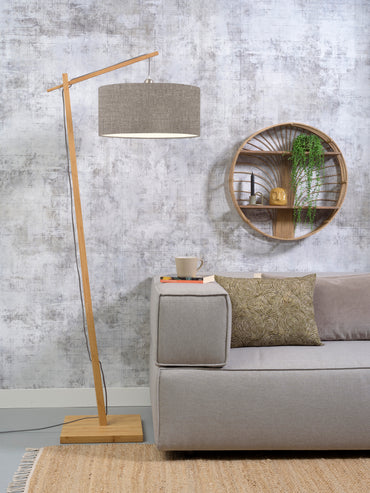 Good&Mojo Vloerlamp Andes bamboe h.176cm/kap 47x23cm eco linnen, donker
