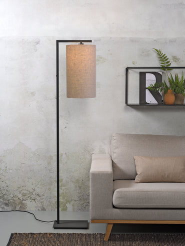 It's About Romi Vloerlamp ijzer/zwart Boston h.160cm/kap 25x45cm, donker linnen