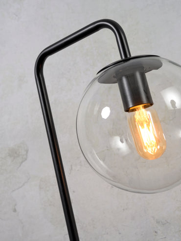 It's About Romi Tafellamp ijzer/marmer Warsaw h.53cm/glas bol dia.20cm, transparant/zwart