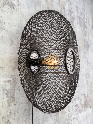 Wandleuchte Cango Bambus Ellipse dia.60x25cm schwarz