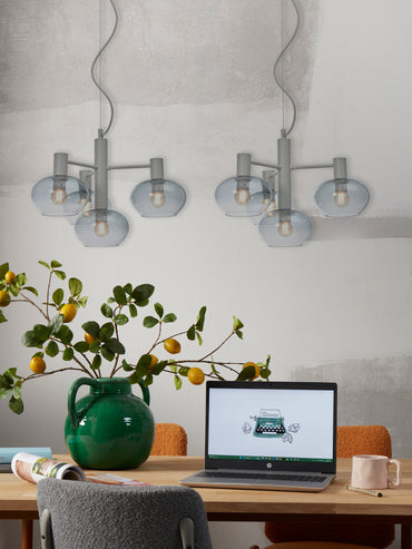 It's About Romi Hängeleuchte Bologna 4-armig, Farbbeleuchtung. hellgrau