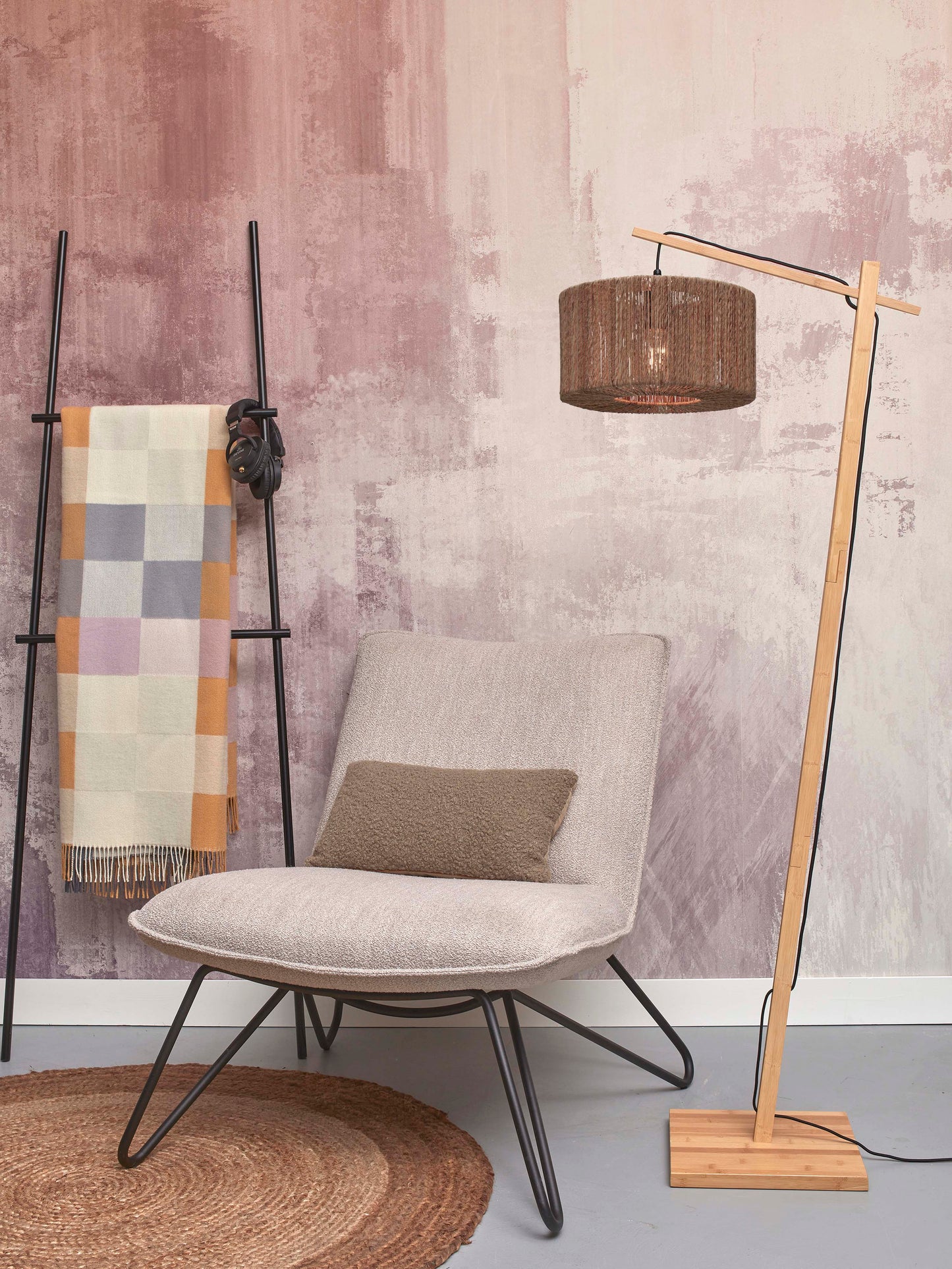 Good&Mojo Stehleuchte Iguazu S Bambus nat. H.150cm/Verdeck 30x16cm Jute. nass.