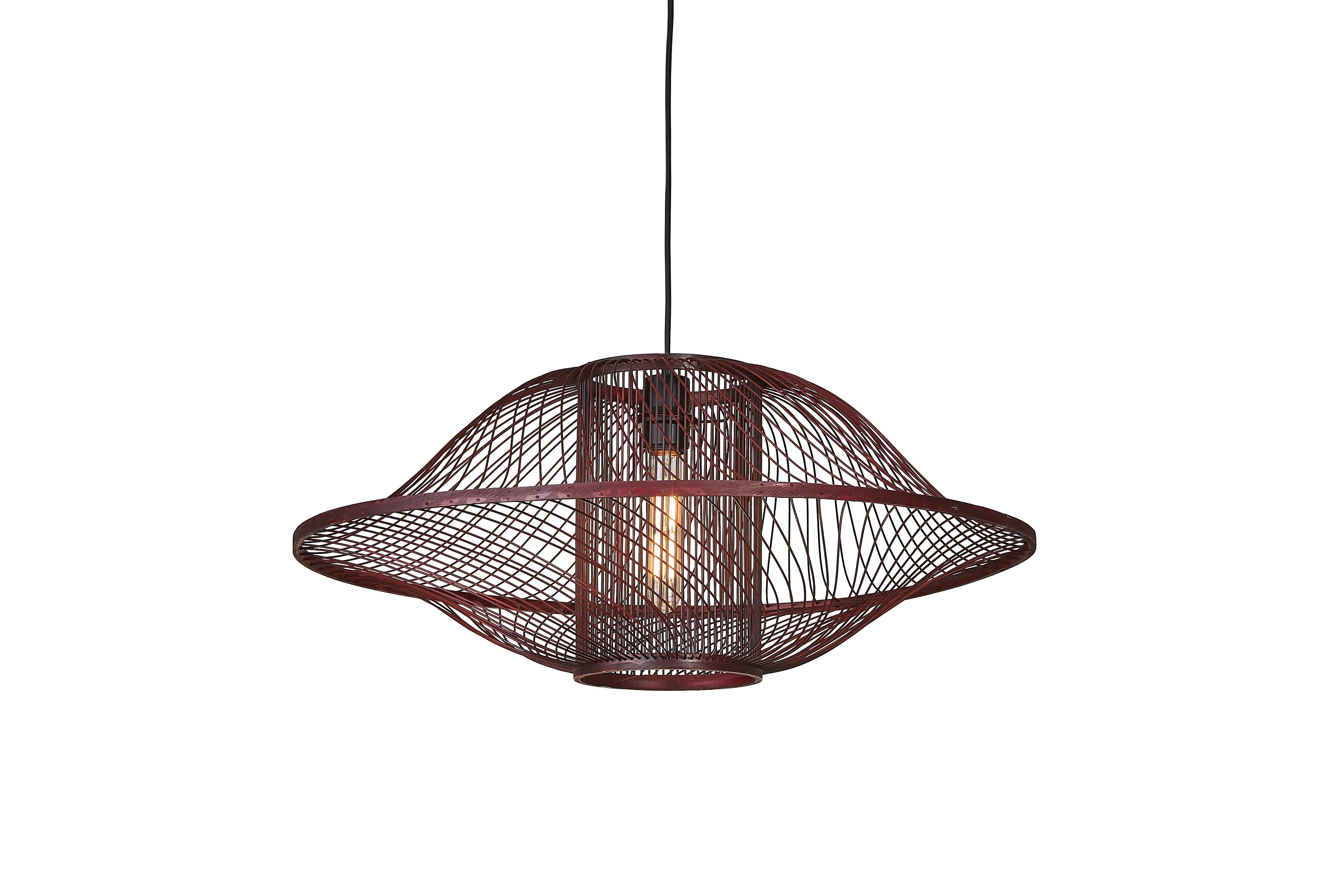 Good&Mojo Hängeleuchte Maui Bambus/Schirm ø70xh.30cm burgund, L