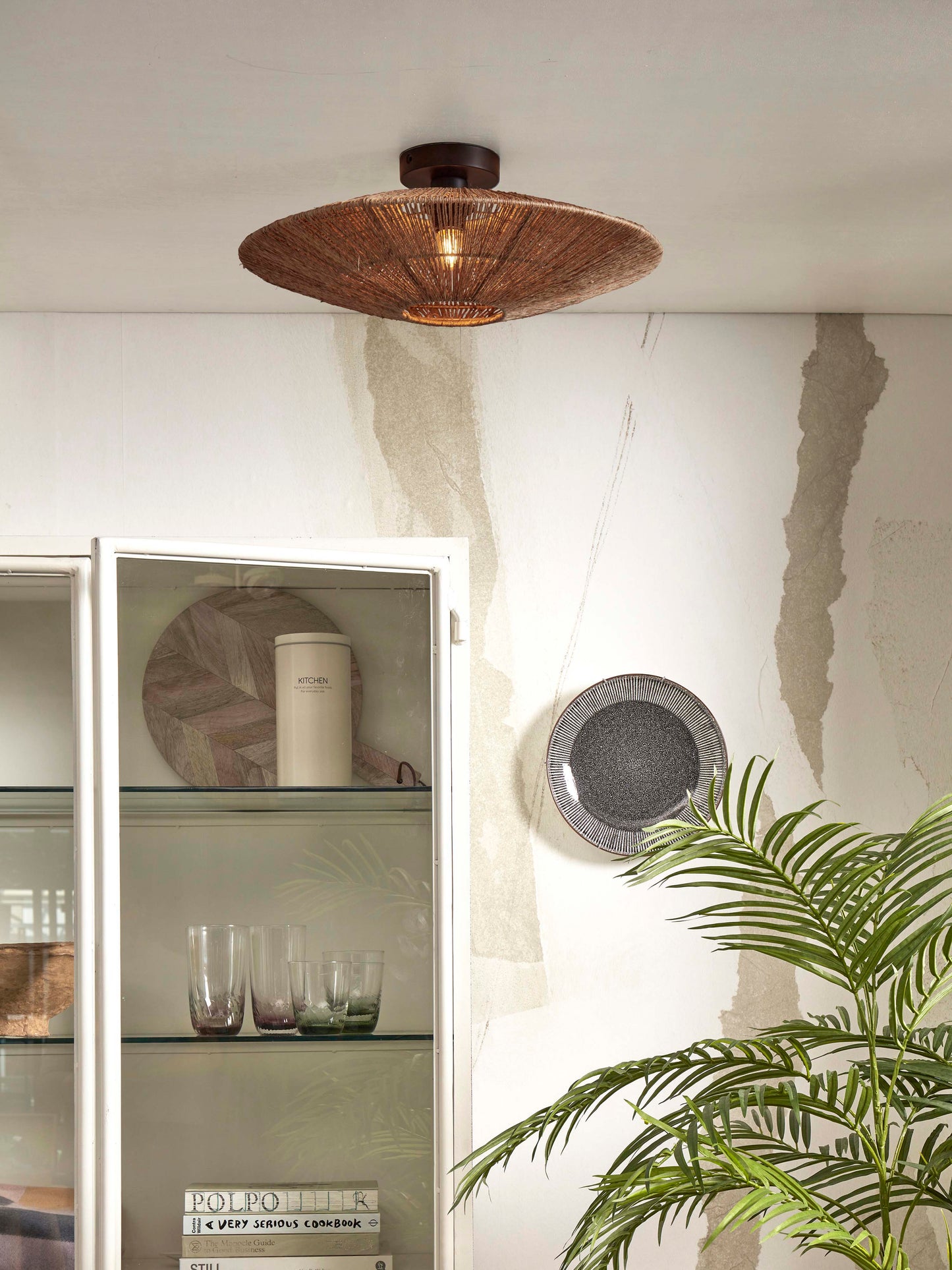 Good&Mojo Ceiling Lamp Iguazu jute/flat L dia.55xh.14cm. natural