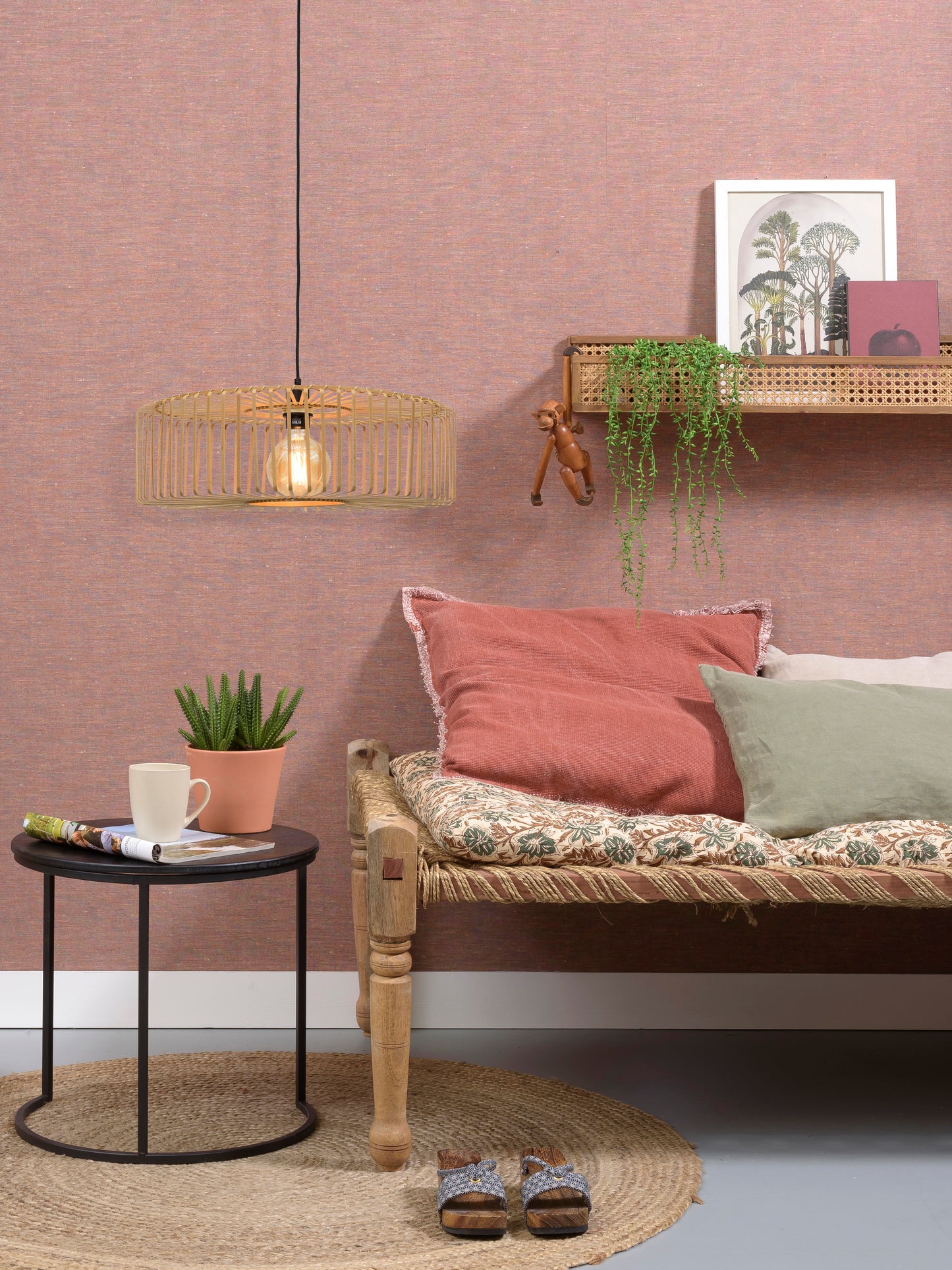 Good&Mojo Hängelampe Bromo Bambus rund Ø60x18cm natur, L