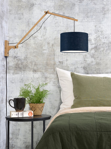 Good&Mojo Wandlamp Andes bamboe nat./kap 33x20cm ecolin. bl.denim, L