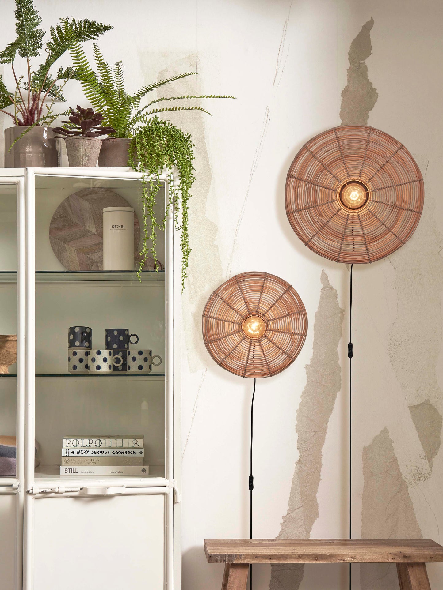 Good&Mojo Wandlamp Tanami rotan schijf S dia.40xh.10cm. naturel