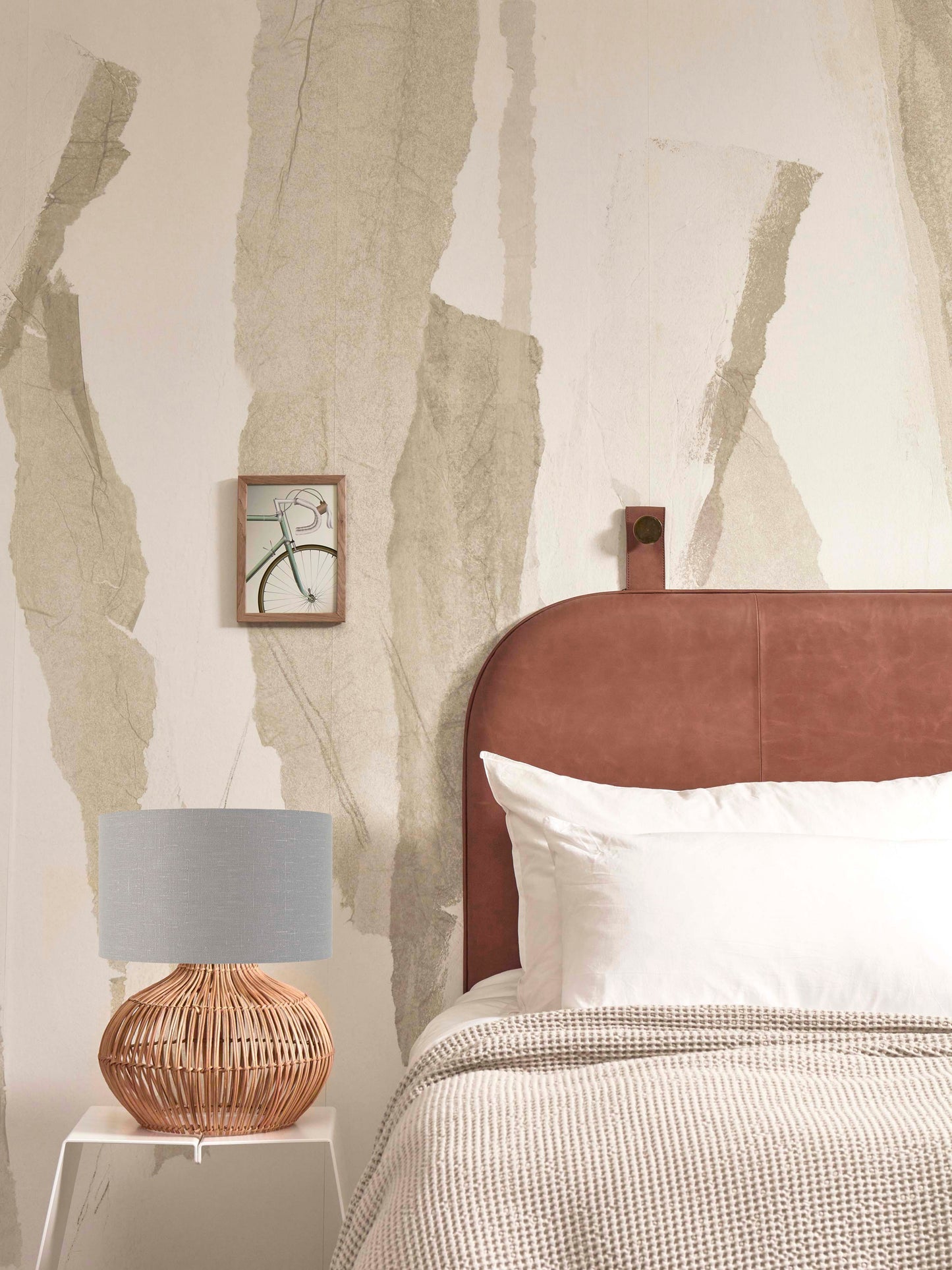 Good&Mojo Tischleuchte Kalahari S Rattan 48cm/Schirm 32x20cm leinen.grau