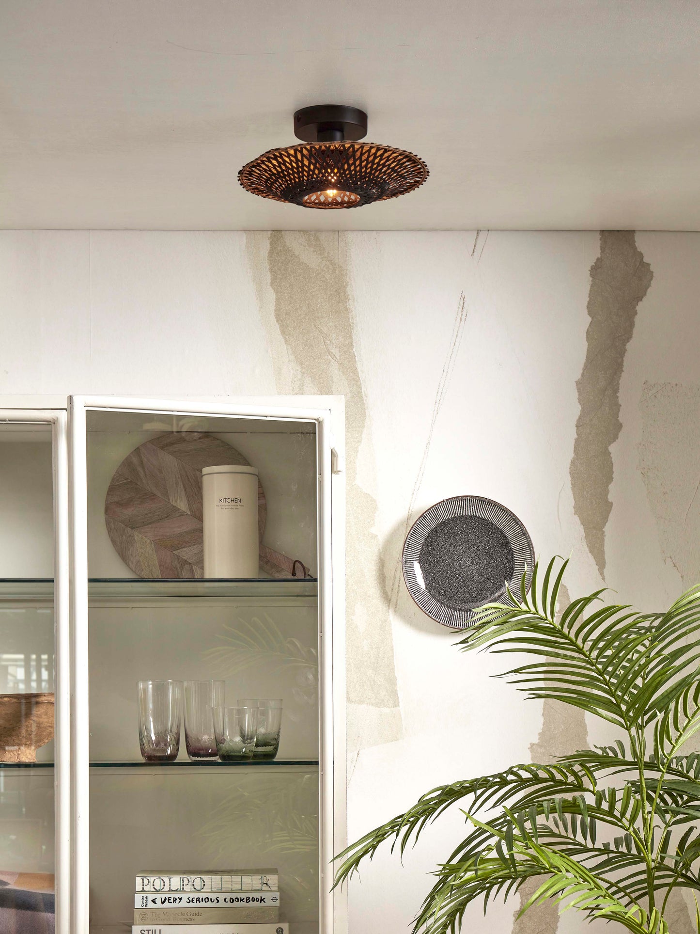 Good&Mojo Plafonniere Kalimantan Bambus XS Durchmesser 30x8cm. Schwarz