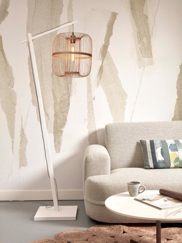 Hokkaido L bamboo white floor lamp h.176cm/shade h.38x25cm. nat.