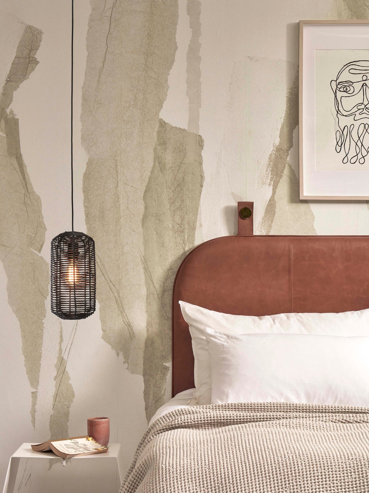 Good&Mojo Hängelampe Tanami L Rattanrohr Durchmesser 18 x Höhe 35 cm. Schwarz