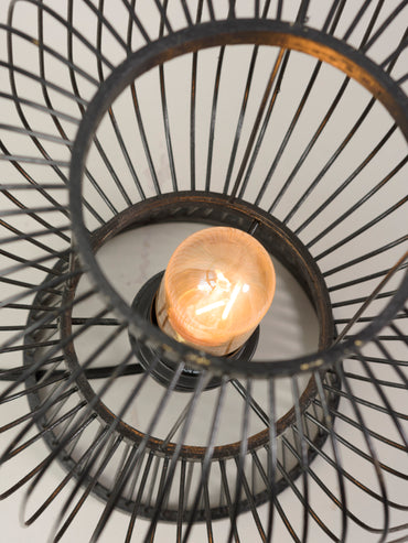 Cango Bambus Tischlampe H.30x26cm, schwarz