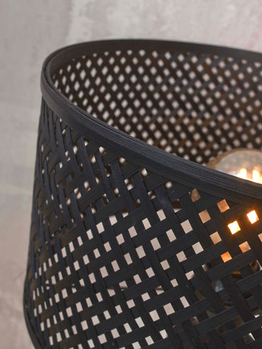 Good&Mojo Tischleuchte Java 4-Bein Bambus schwarz. H.48cm/Haube Durchmesser 32xH.18cm. o. D.