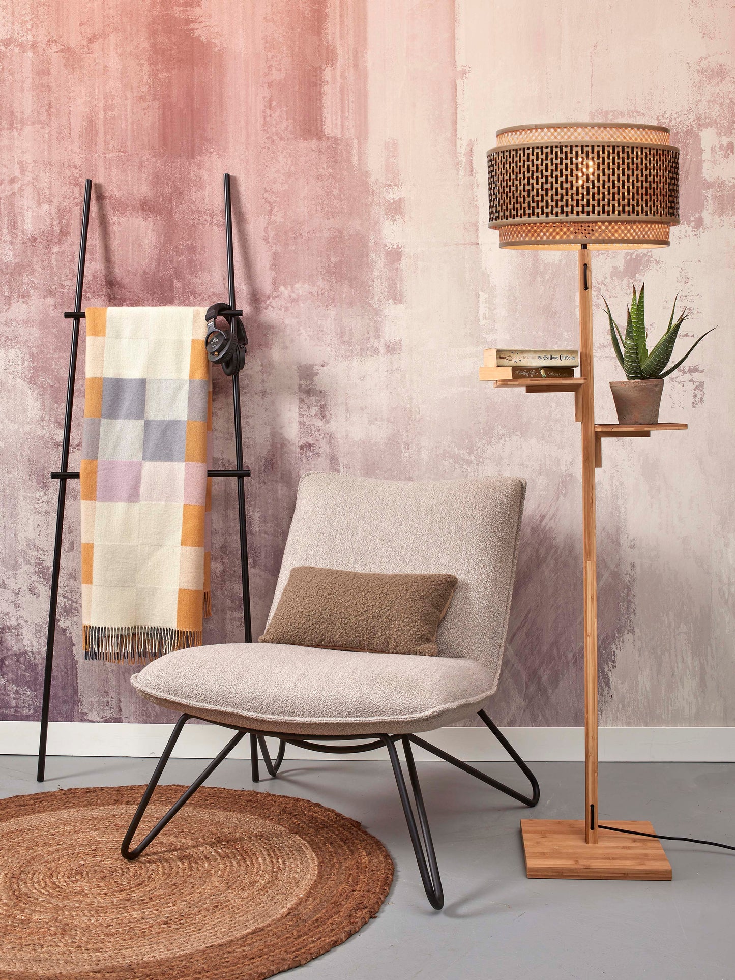 Good&Mojo Stehleuchte Bhutan/Bambusplanke H.160cm/Schirm 40x25cm s/nat..nat.