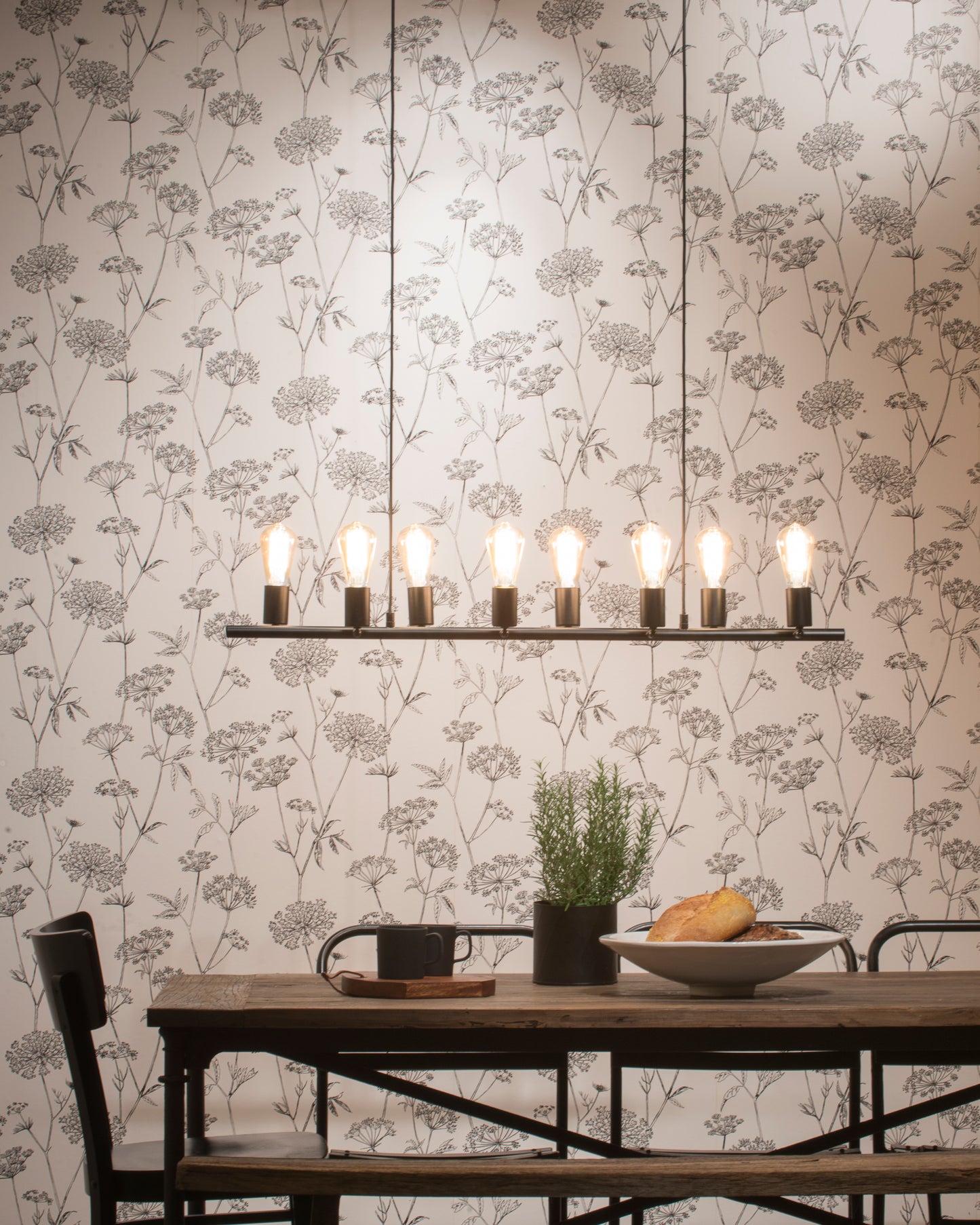 It's About Romi Hängeleuchte Eisen Miami 8-armig L.105xB.28cm verstellbar, schwarz