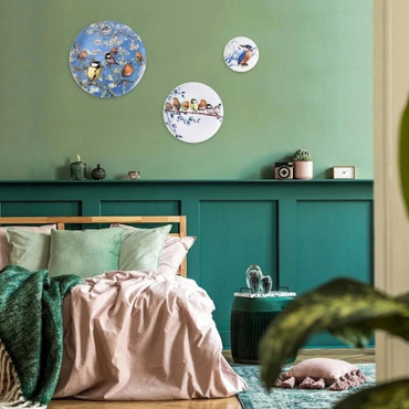 Heinen Delftsblauw wandbord Ijsvogel