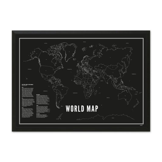 Wijck print Wereldkaart zwart A4 21 x 30 cm