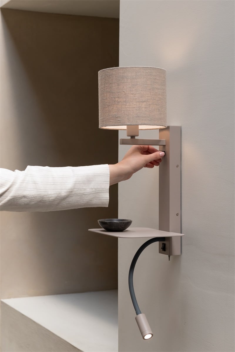 it's about RoMi Wandleuchte Florence + Leseleuchte sand/Schirm 1815 Leinen dunkel