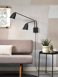 It's About Romi Wall lamp iron Bremen 2-arm h.45xl.130cm/shade 18x15cm, black