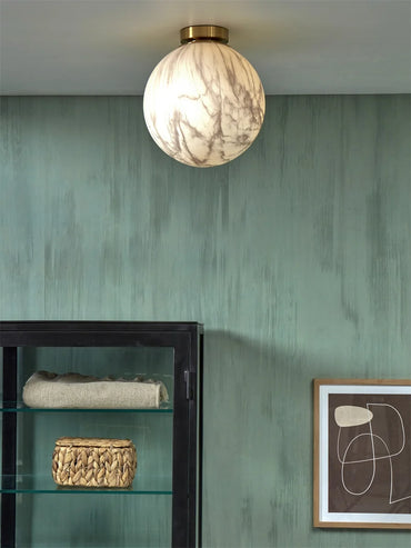 It's About Romi Ceiling lamp glass/iron Carrara ball diameter 28x32cm white marble print/gold, L