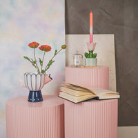 Housevitamin - Bloemvaas Zwemmende Vis- Dolomiet - Blauw/ Wit/Roze - 21x13.5x18cm