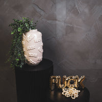 Housevitamin - Bloemen Vaas 'FUCK' - Keramiek - Zand  -  17x17x27cm