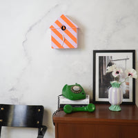 Housevitamin - Wall Clock Cuckoo Clock - Striped Pattern-Orange/Pink - 24x27x9cm