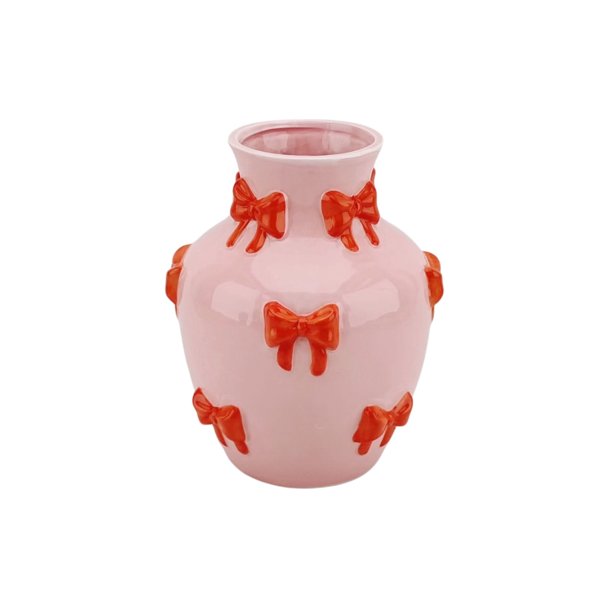 Housevitamin - Bottle Vase Bows Dolomite Pink/Orange - 14x14x19cm