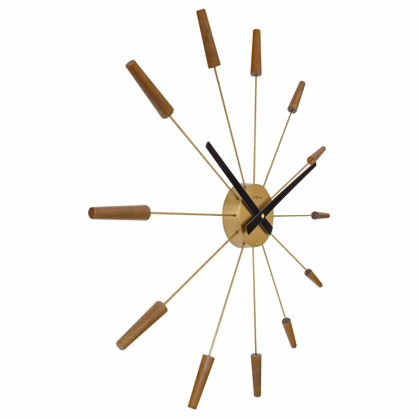 NeXtime Große Wanduhr 58 cm - Geräuschlos - Holz/Edelstahl - Netzanschluss