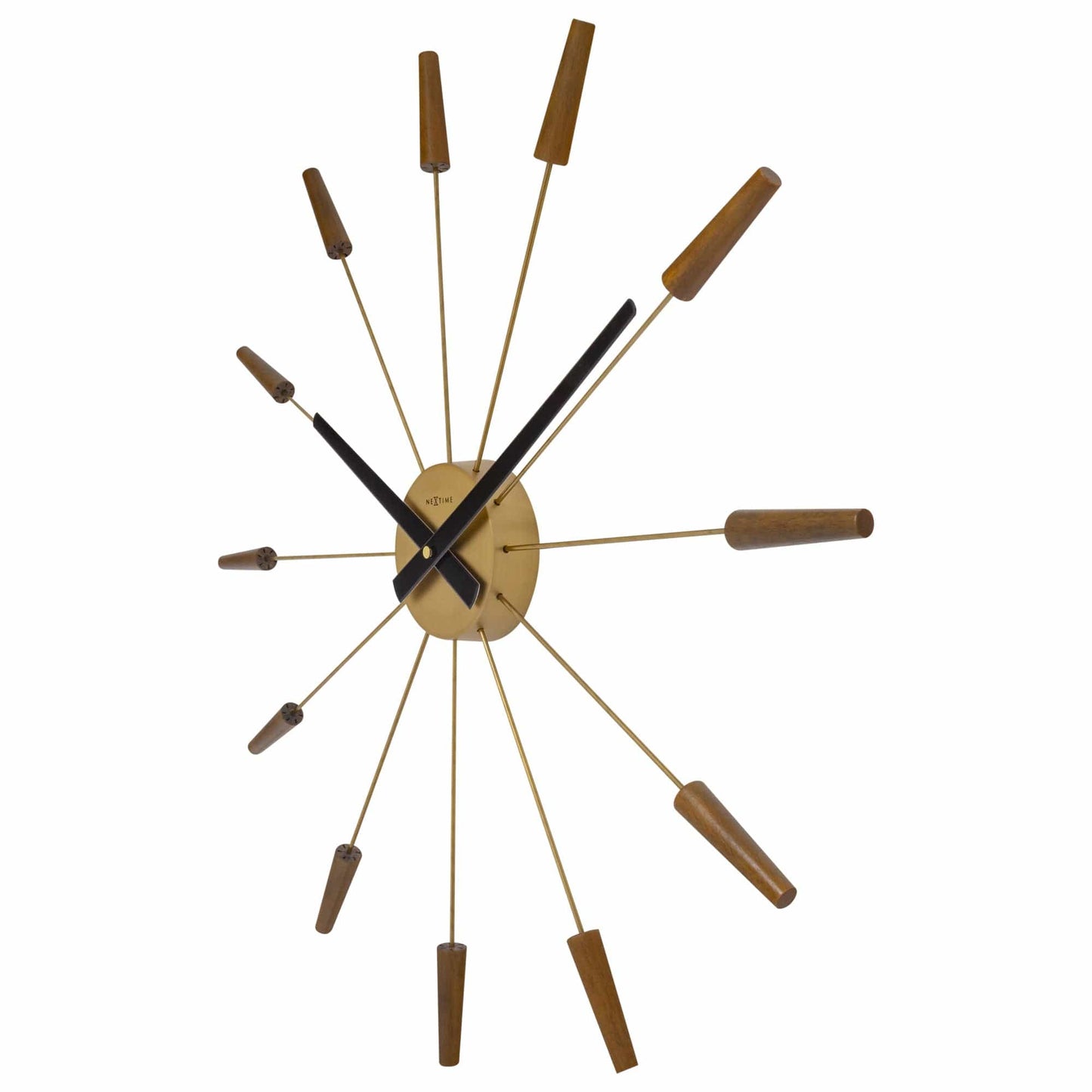 NeXtime Große Wanduhr 58 cm - Geräuschlos - Holz/Edelstahl - Netzanschluss