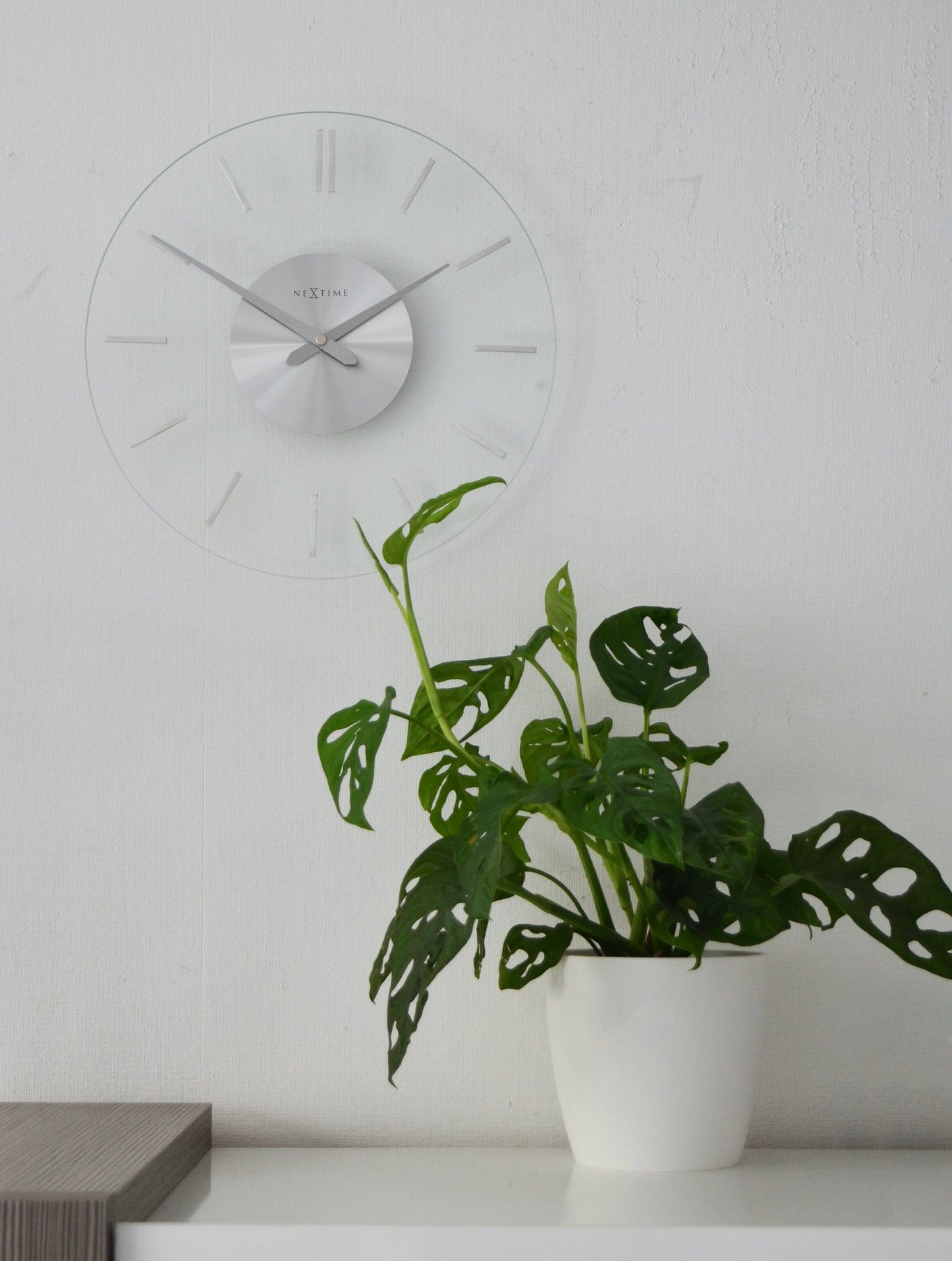 Nextime wandklok- 26 cm - Aluminum - Glas - Stripe