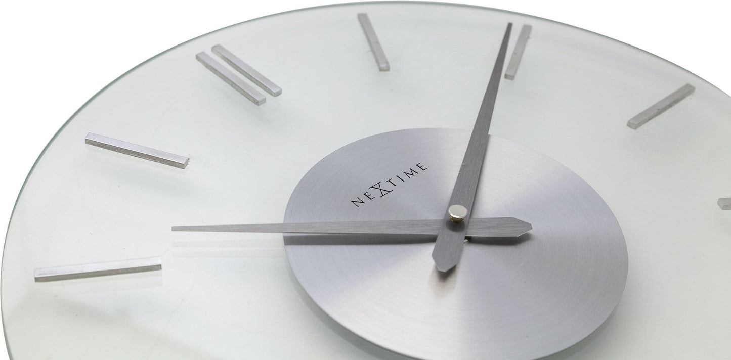 Nextime wandklok- 26 cm - Aluminum - Glas - Stripe
