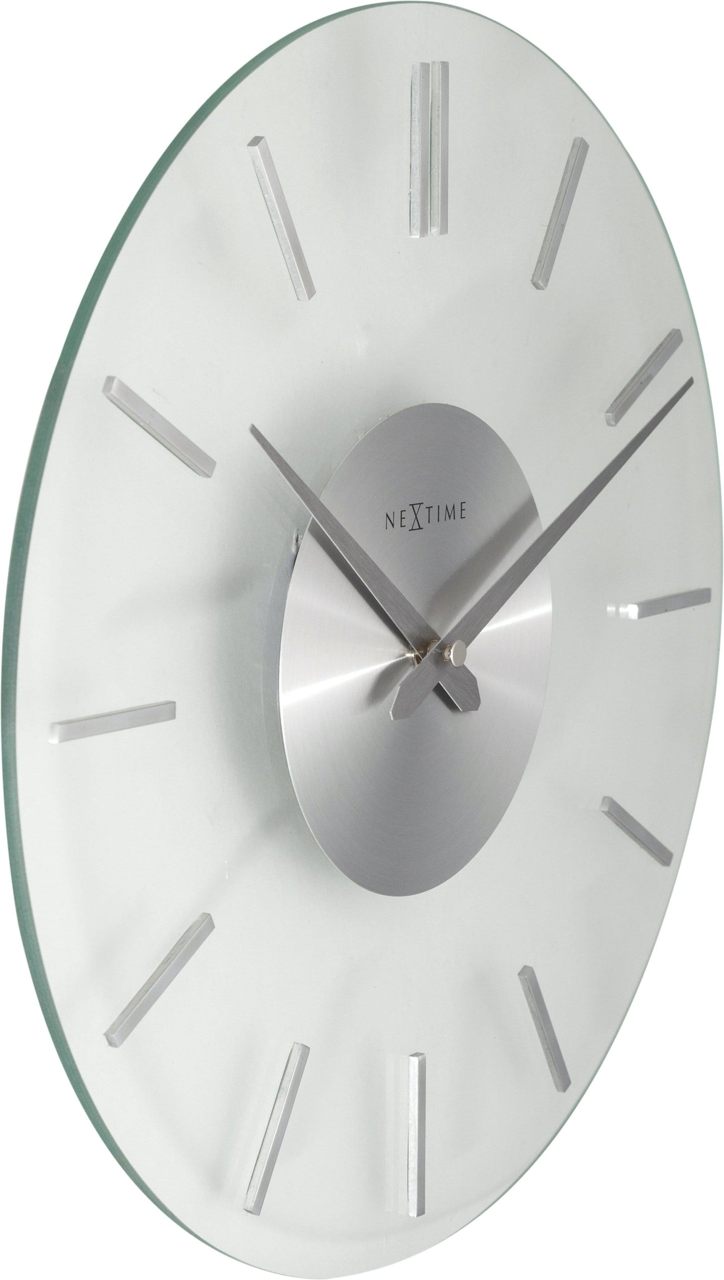 Nextime wandklok- 26 cm - Aluminum - Glas - Stripe