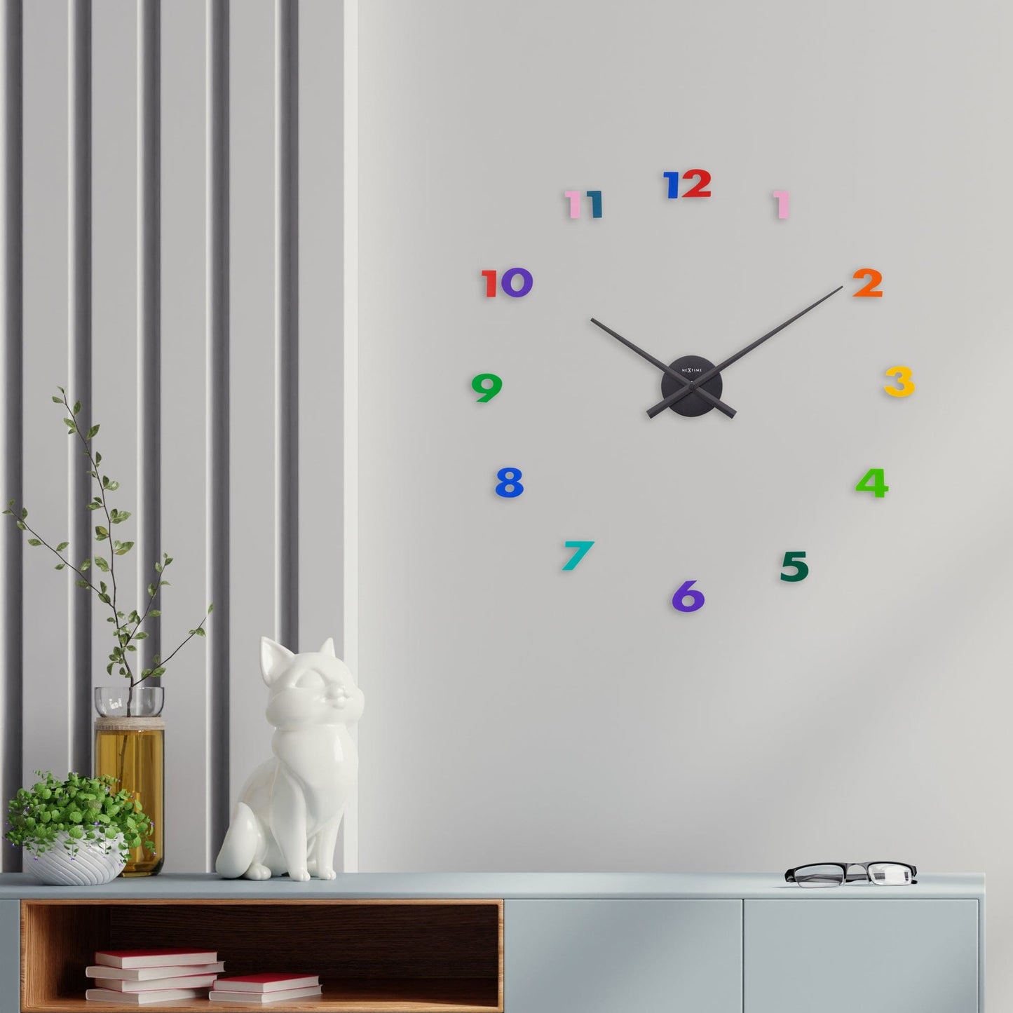 Nextime Wandklok - 48 x 3 cm - Aluminum - 'Small Hands'