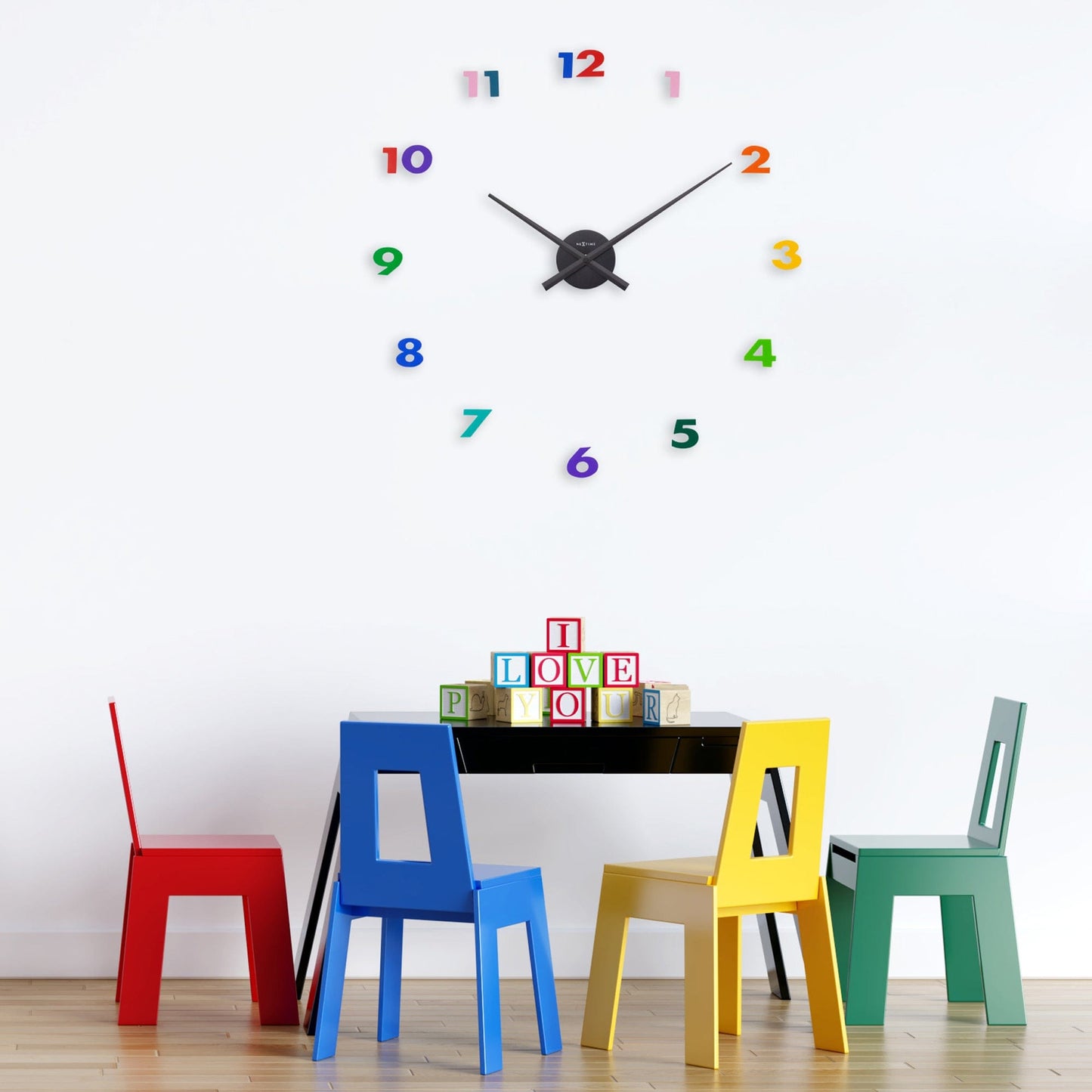 Nextime Wandklok - 48 x 3 cm - Aluminum - 'Small Hands'