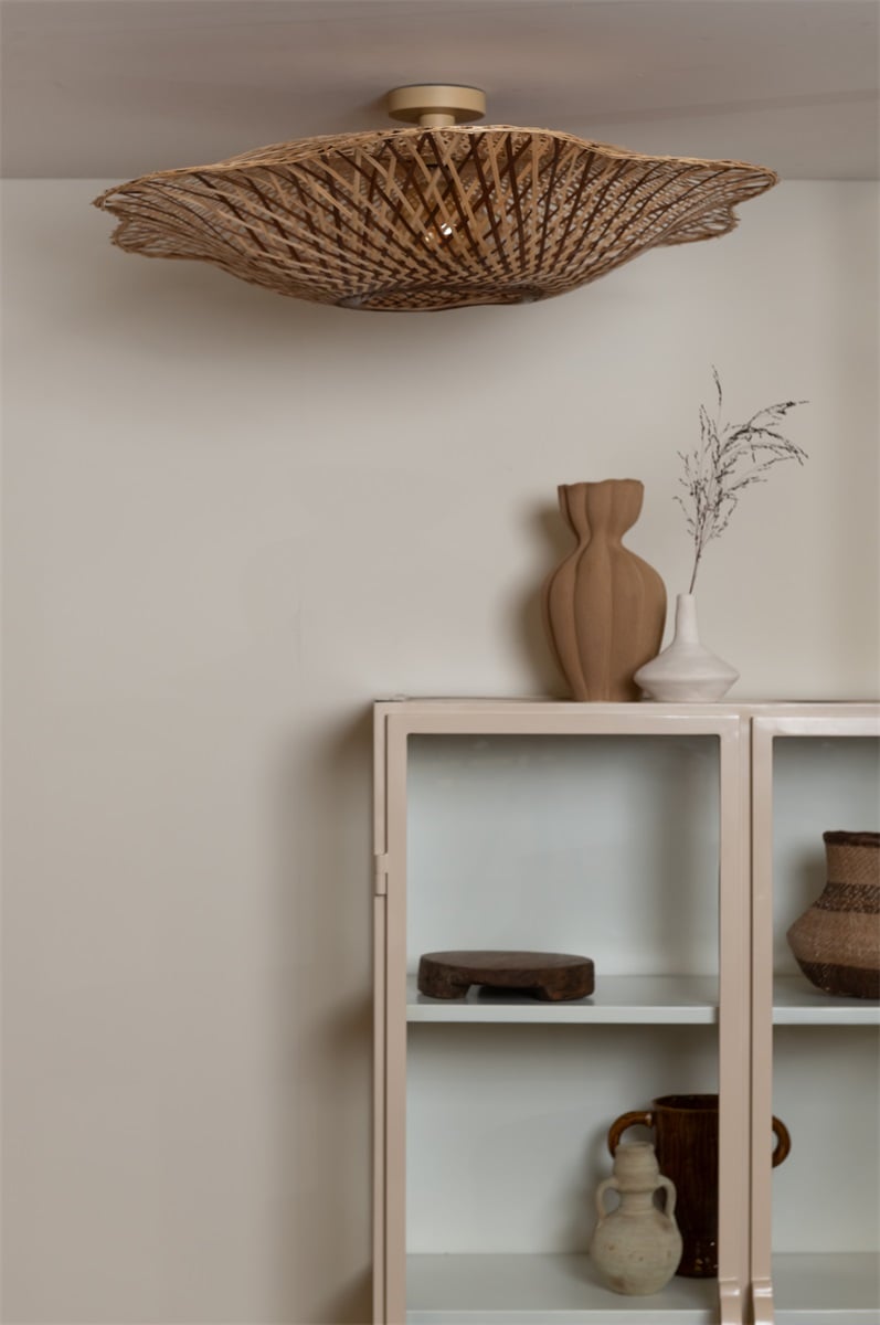 Good&amp;Mojo Ceiling lamp Madura bamboo/shade ø87x20cm wet/brown, L