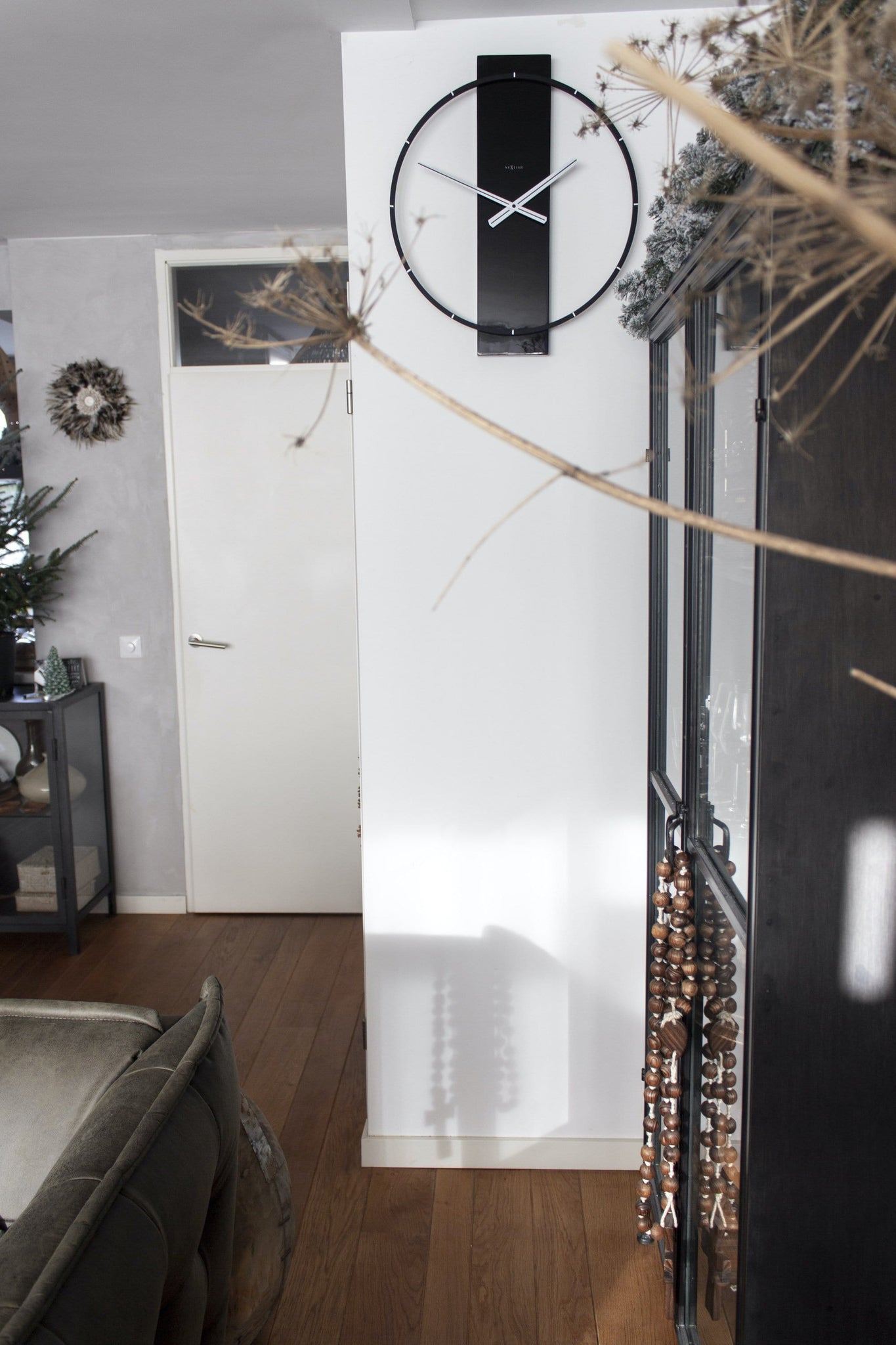 NeXtime Wandklok - 50,8 x 58,2 x 4,3 cm - Hout/Staal