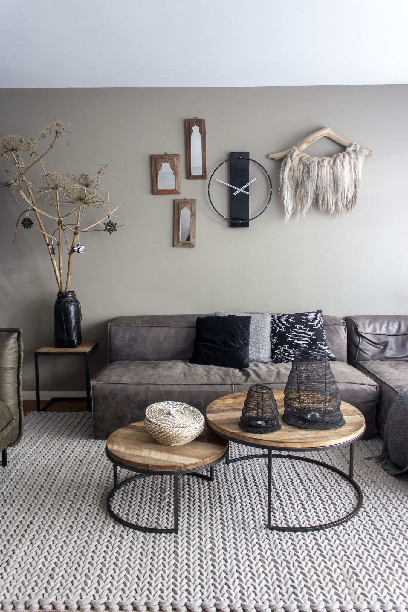 NeXtime Wandklok - 50,8 x 58,2 x 4,3 cm - Hout/Staal