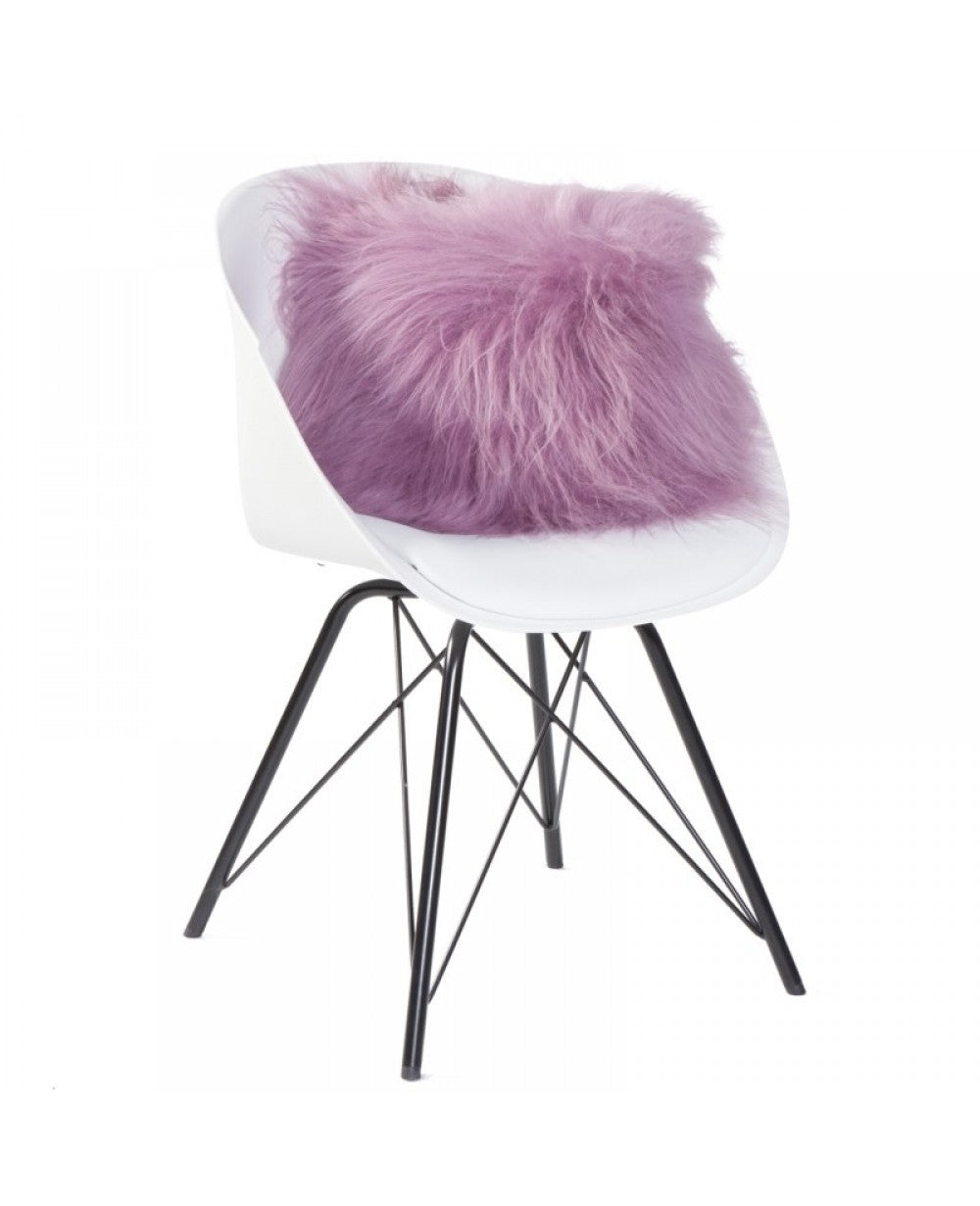 Dyreskinn Sierkussen van IJslandse schapenvacht - Donkerroze - 35 x 35 cm