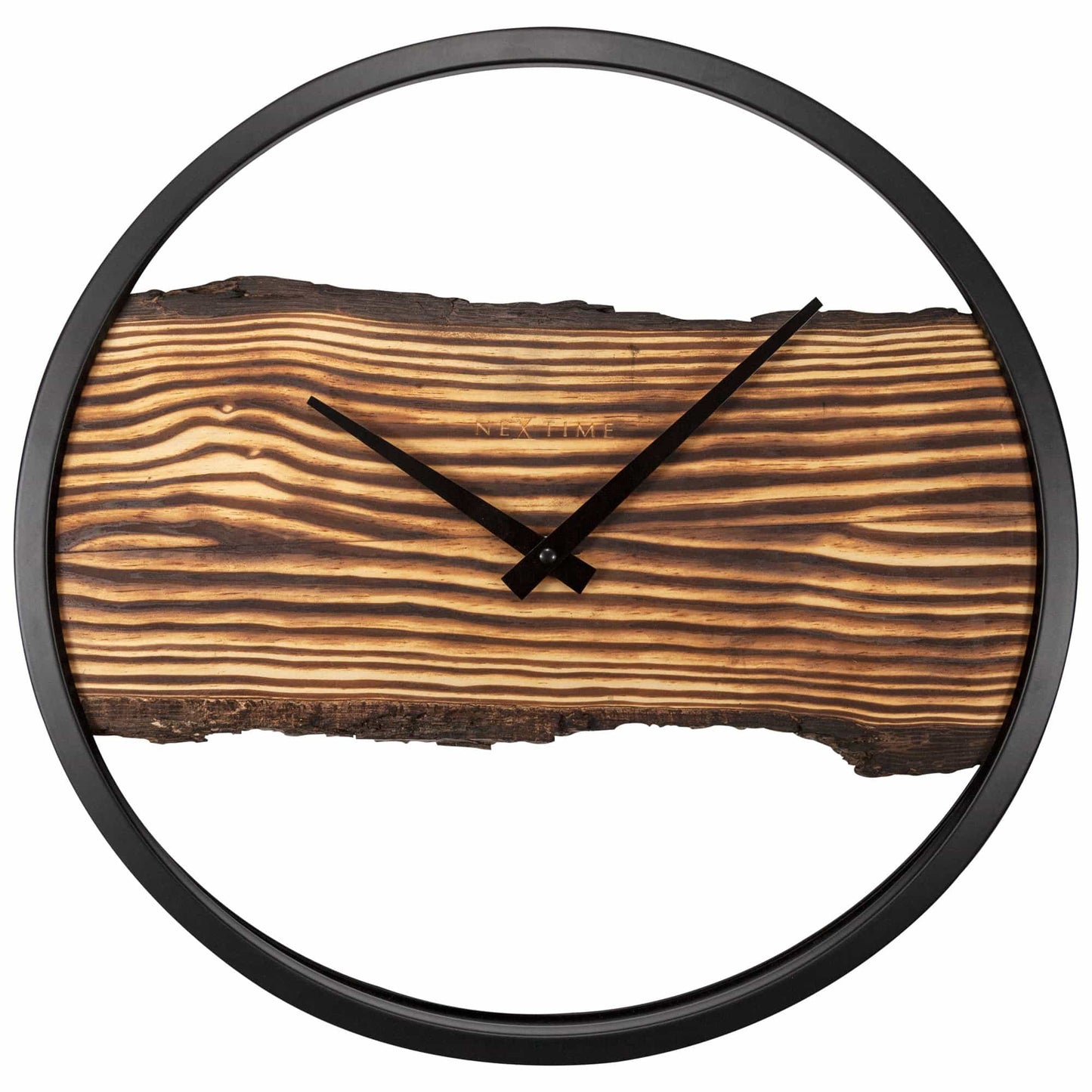 NeXtime Houten wandklok - geruisloos - 30 cm - hout/metaal - bos