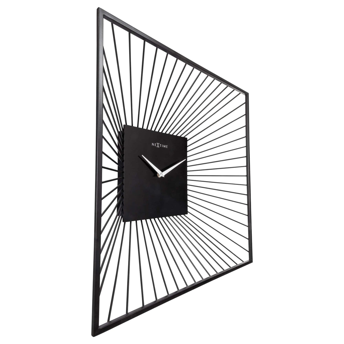 NeXtime Wanduhr 45x45x15cm - Geräuschlos - Schwarz - Metall - "Vasco Square"