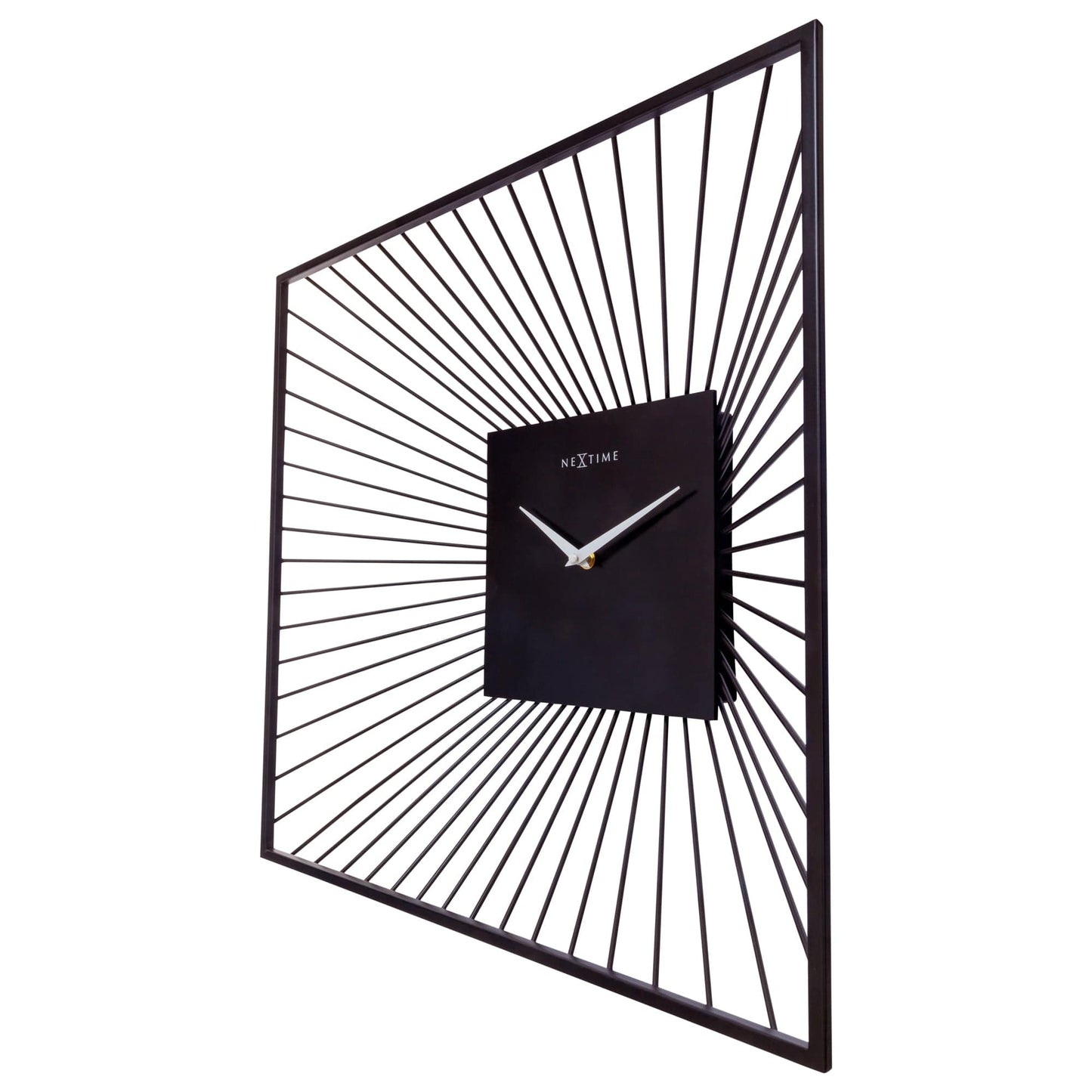 NeXtime Wanduhr 45x45x15cm - Geräuschlos - Schwarz - Metall - "Vasco Square"