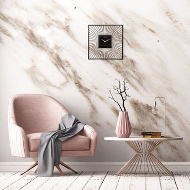 NeXtime Wandklok 45x45x15cm - Geruisloos - Zwart - Metaal - "Vasco Square" sfeerfoto