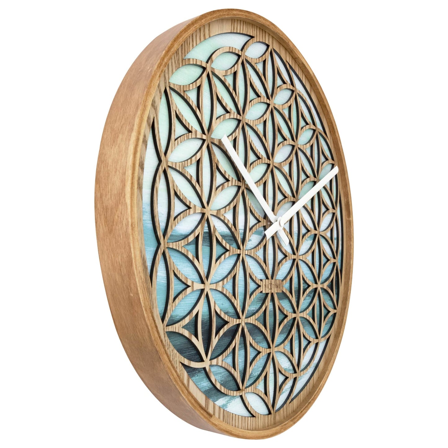 NeXtime Wandklok 40 cm - Geruisloos - Groen - Hout - "Concord"