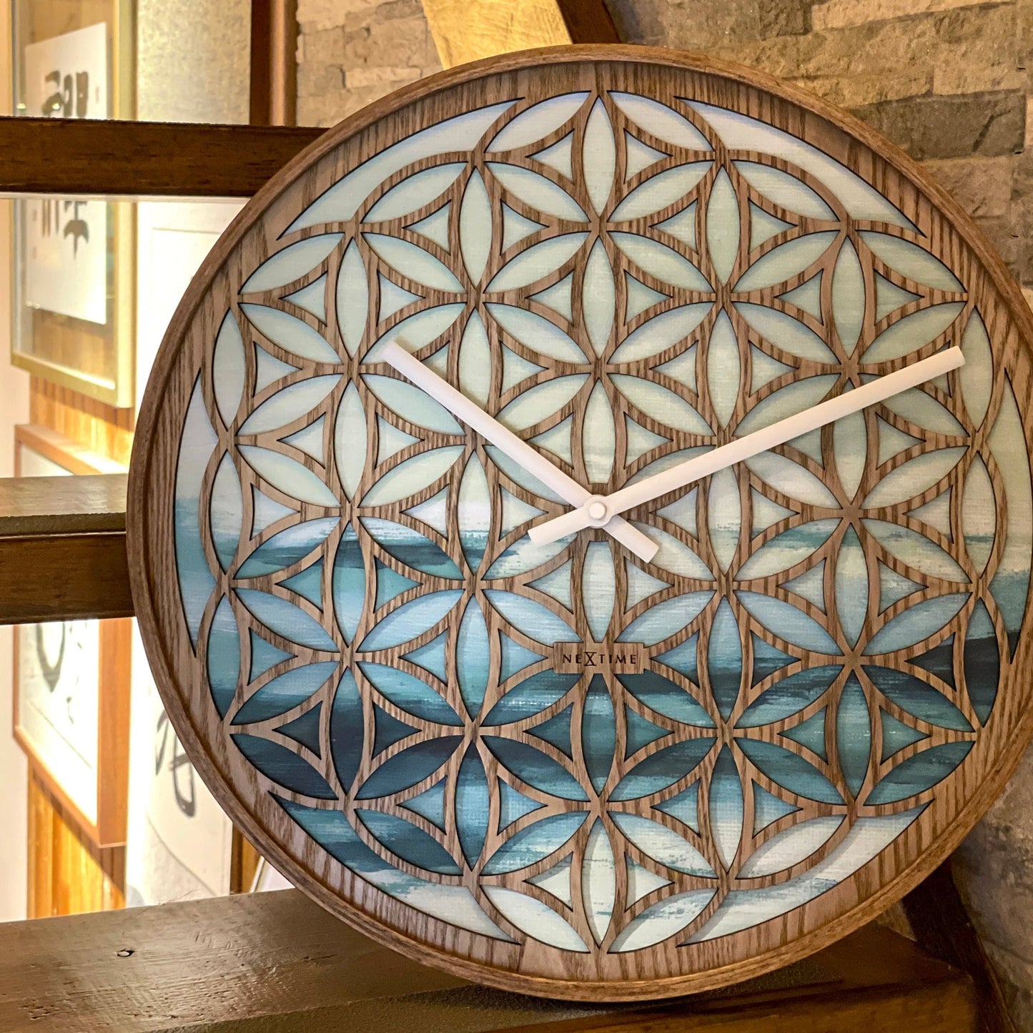 NeXtime Wandklok 40 cm - Geruisloos - Groen - Hout - "Concord"